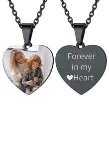 1 st. Aangepaste foto hart hanger ketting 18K verguld, elegante en eenvoudige roestvrijstalen gepersonaliseerde foto ketting, ideaal cadeau voor meisjes bruiloft, verjaardag, Valentijnsdag - Geschikt voor alle seizoenen