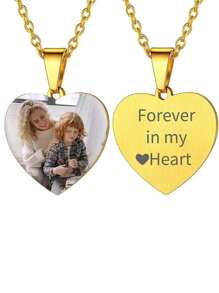 1 st. Aangepaste foto hart hanger ketting 18K verguld, elegante en eenvoudige roestvrijstalen gepersonaliseerde foto ketting, ideaal cadeau voor meisjes bruiloft, verjaardag, Valentijnsdag - Geschikt voor alle seizoenen