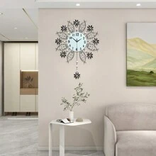 Large Wall Clock For Living Room Decor, Giant Big Silent Modern Battery Operated Glass Pendulum Wall Clock For Kitchen, Bedroom, Oversized Non Ticking Crystal Wall Clock,22 Inch - 銀色 - 查看 6
