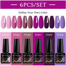 6件/套 7.3毫升 闪亮红粉色凝胶指甲油 亮片半永久美甲 LED UV美甲凝胶底油封层凝胶指甲油美甲用品 - 彩色 - 查看 18