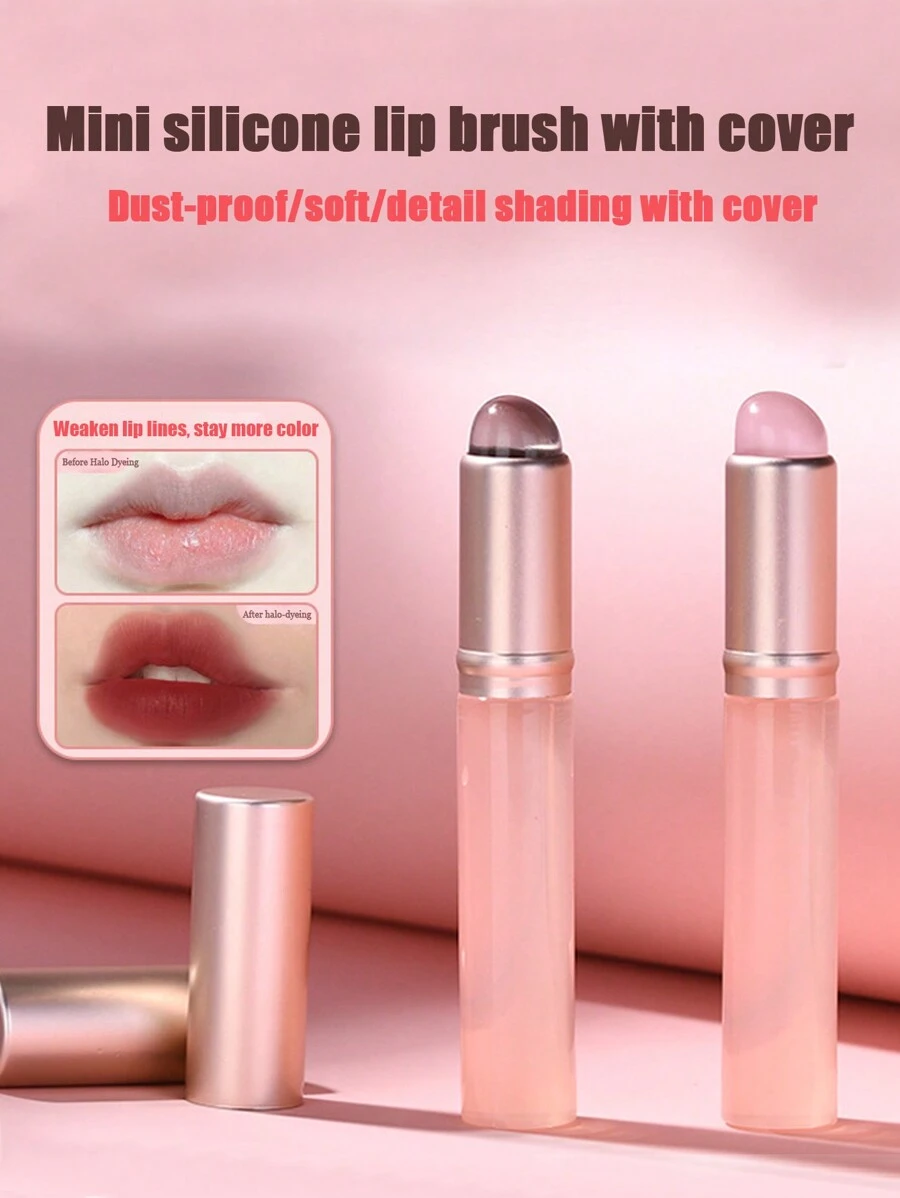 Set de 1/2 piezas de mini cepillos de silicona para labios con tapa, cepillo multifunción para corrector, aplicador de brillo de labios, cepillo para esmalte de uñas, práctico set de brochas de maquillaje para viaje