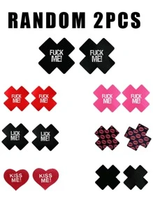 2pcs/4pcs/6pcs/8pcs/10pcs/14pcs/Printed Nipple Patch Disposable X-Type Chest Sticker, Nipple Patch Sexy Bra Disposable Anti-Bump Three-Point Accessories Husband And Wife Passion Anti-Walking Light Adult Products, Male And Female Fun Products, Masks, Night Lights, Desire To Ignite-Valentine's Day Gifts