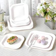 100/200 Stücke weiße Pappteller - 7/9 Inch leichte, unbeschichtete Einweg-Partyteller, Snack-/Kuchenteller, Geschirr, dekorative Pappteller, geeignet für DIY, Abendessen, Grillen, Outdoor, Picknick und Desserts - Weiss - Übersicht 12