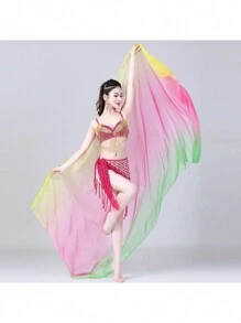 Lady's Belly Dance Lightweight Imitated Silk Gradual Colorful Scarf Veil 2.5*1.2M Shawl - Multicolor - View 4
