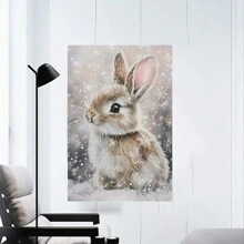 Charming Winter Christmas Bunny Canvas Print -   Wall Art For Living Room, Bedroom, Office & Kitchen Decor