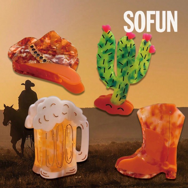 1 Piece Personalized Acetate Wild Cow Boy Hair Claw Clip Holiday Gift