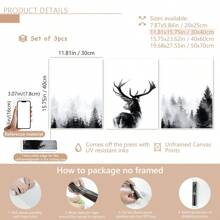 3 件/套“Sylvan Beauty”鹿角林地帆布艺术套装 - 客厅、卧室等的天然墙面装饰、海报、墙壁艺术、房间装饰用品 - 彩色 - 查看 17