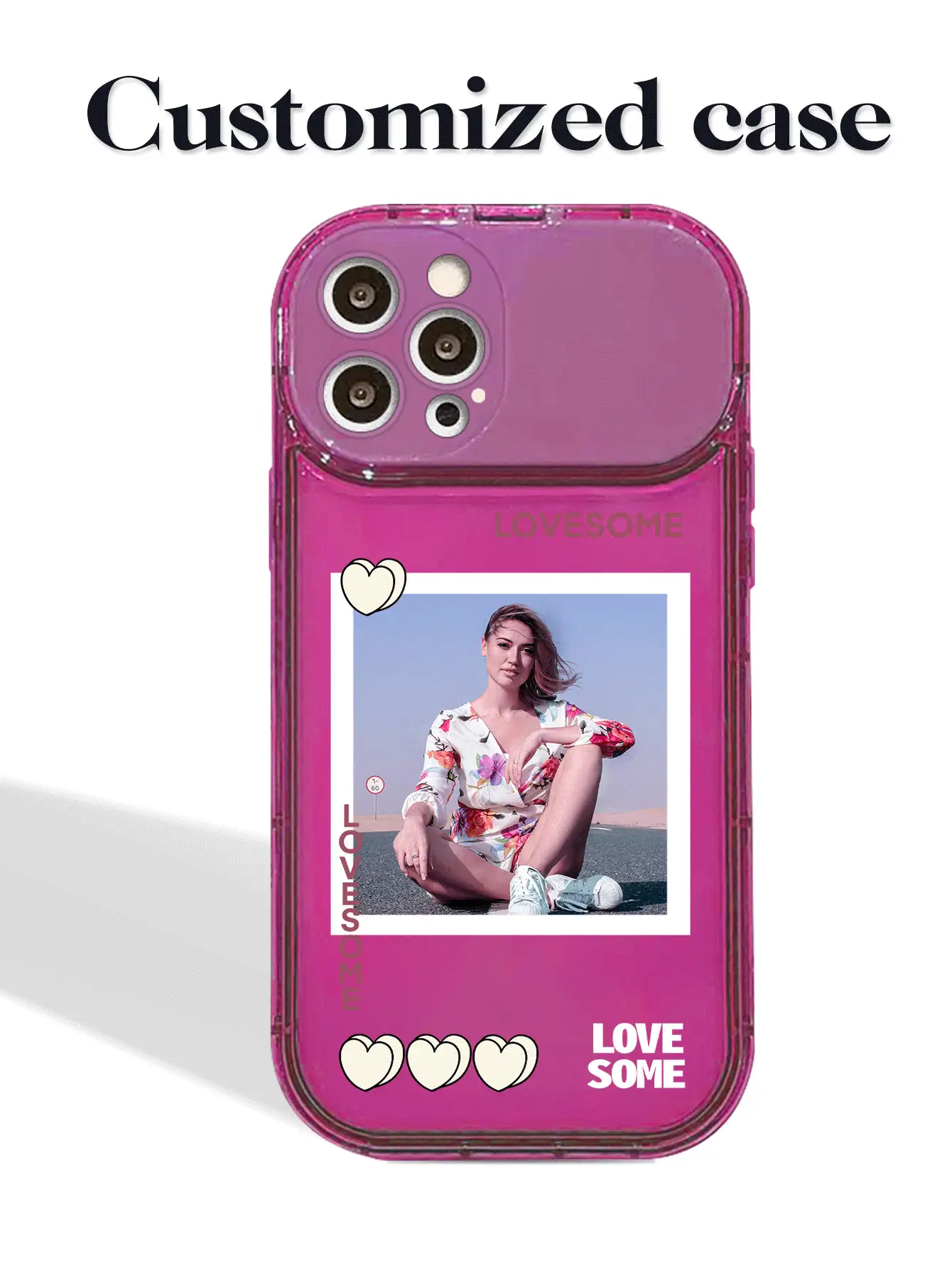 1 Ốp lưng điện thoại có đệm được thiết kế riêng có gương mini, tương thích với giá đỡ điện thoại Apple IPhone 15, 14, 13, 12, 11 Pro Max - Màu Hồng Tươi - Xem 2