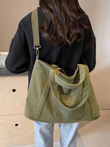 新款时尚经典学院风休闲多口袋大容量双提手单肩特别保暖。特别适合校园、办公室、日常搭配、约会、逛街、购物、外出、送礼 - 綠色 - 查看 5