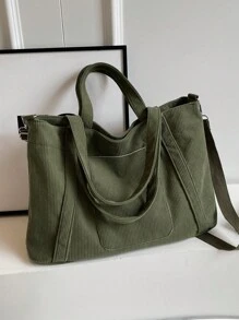 新款时尚经典学院风休闲多口袋大容量双提手单肩特别保暖。特别适合校园、办公室、日常搭配、约会、逛街、购物、外出、送礼 - 綠色 - 查看 10