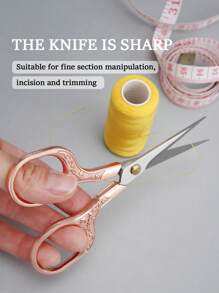 Vintage Plum Blossom Pattern Scissor For Home Use, Stainless Steel Window, Embroidery, Paper, Thread, Handicraft, Etc. - Gold - View 9