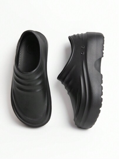 All-Season Solid Color Slip-On Soft-Soled Shoes, Lightweight Anti-Slip Waterproof Comfortable For Commuting, Chef, Cleaning, Gardening, Hotel Kitchen Work