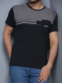 Men's Crew Neck T-Shirt With Pocket - màu đen - Xem 3