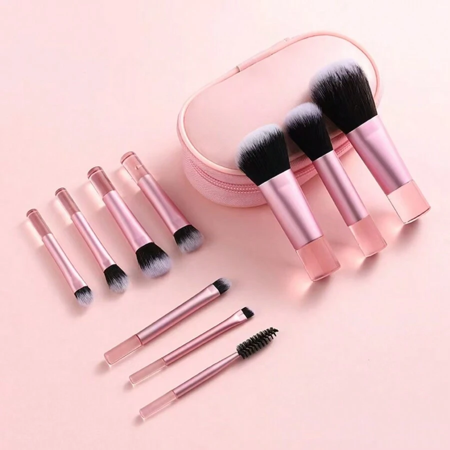 10pcs Mini Portable Makeup Brushes Set, Multi-Color Options,Brush Set,Makeup Brush Kit,Make Up Brush Set,Make Up Set Complete,Makeup Brush Set,Complete Makeup Kit,Brush Kit,Brushes Makeup Set,Makeup Gift Set,Set,Giveaways,Professional Makeup Brushes,Complete Makeup Set - Pink - View 1