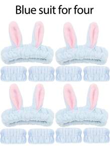 Juego de 6/4/1 diadema de felpa coral impermeable, juego de diadema y muñequera, juego de diadema y muñequera para el cuidado de la piel y spa, herramientas antideslizantes para el lavado y el cuidado de la piel de las mujeres, diadema suave de ducha para el lavado del rostro, herramientas de belleza, diadema de toalla, ducha, maquillaje, entrenamiento, spa, elegante y elegante, un regalo para una mujer, un regalo para un hombre