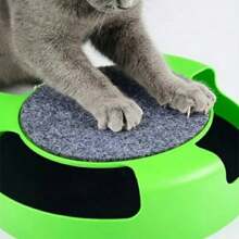 Juguete interactivo para amantes de los gatos y mamás de gatos con ratón giratorio, poste rascador y juguete de rompecabezas con ratón, todo en un diseño verde para gatos de interior y gatitos que aman a sus dueños
