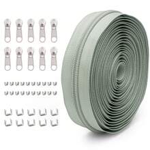 1 Set = 4.5M Zipper + 10 Zipper Pulls + 20 Top Stops + 10 Bottom Stops, #5 Nylon Zippers, 85 Color Options, Suitable For Garments, Bags, Home Textiles, Bedding