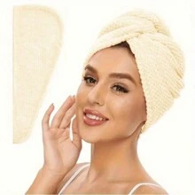 1 pieza Nueva toalla de secado de pelo de felpa de coral de alta densidad con textura de piña, gruesa y transpirable, adecuada para mujeres, secado rápido, súper absorbente, cuidado suave para cabello rizado y dañado, accesorio de baño de unicolor, productos esenciales de viaje para el cabello para peluquería, salón de belleza - A - Ver 7