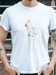 Street Skateboarding Chicken Print Round Neck Short Sleeved T-Shirt, Men's Summer Outdoor Clothing, Fashionable Casual Top, Comfortable And Versatile