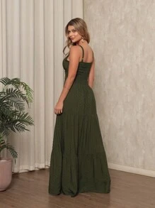 Popcorn Long Dress #2 - 軍綠色 - 查看 2