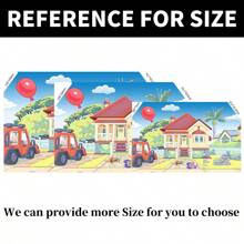 1 pezzi Sfondo per fotografia, casa dei cartoni animati, cielo blu, camion, sfondo per esterni, decorazione per feste di animali domestici, perfetto per compleanno, foto cabina, sfondo banner, studio di supporti, 210 cm x 150 cm / 150 cm x 100 cm / 100 cm x 75 cm