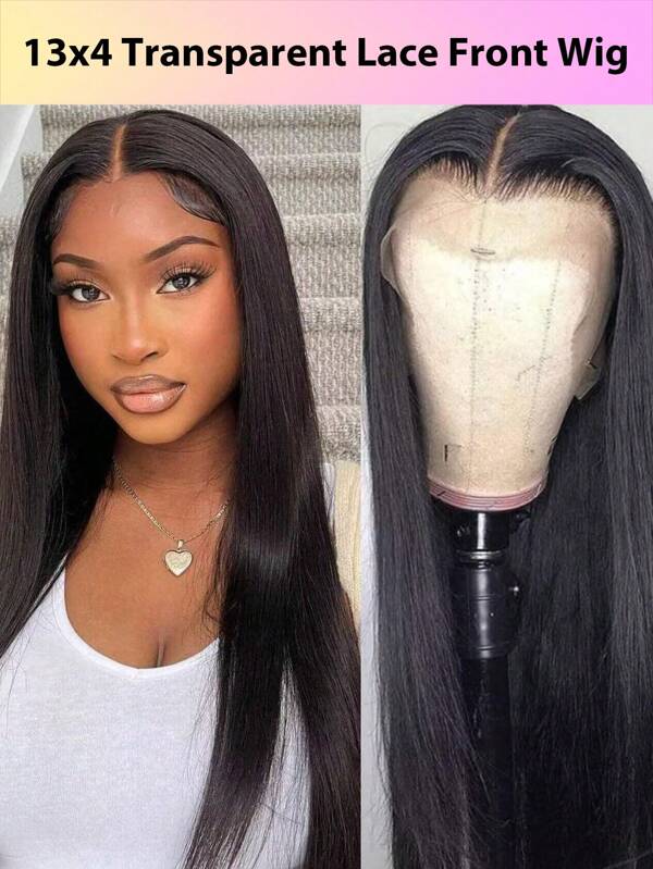 Straight Lace Front Wigs Human Hair 180% Density 13x4 Transparent Straight Lace Frontal Wigs Human Hair Pre Plucked For Women With Natural Hairline