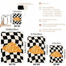 1 יחידות בד ציור קיר בסגנון קרואסון - פוסטר מטבח בנושא אביב/קיץ מינימליסטי וינטג', אמנות קיר, אמנות אוכל פנימית, עיצוב בית ייחודי, מתאים לחדר אוכל ולמטבח - ריבוי צבעים - ראה 4