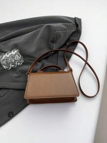 Livesso Fashionable Simple Solid Color Shoulder Diagonal Zipper Handbag Crossbody Bag Women Small Square Bag - Coffee Brown - View 4