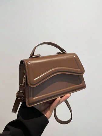 Fashionable Simple Solid Color Shoulder Diagonal Zipper Handbag Crossbody Bag Women Small Square Bag