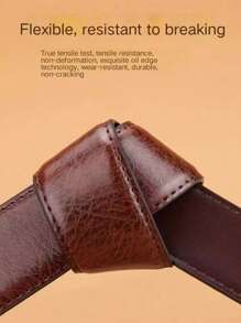 1pc Black/Brown Casual Business Metal Buckle 3.3cm Wide PU Belt, Fashionable, Suitable As Father's Day/Mother's Day Gift Fall, Autumn, Halloween Autumn-Winter Accessories,Suitable For Teens, Youth,Men,Casual, Outdoor, Athletic, Vacation, Graduation Gifts, Birthday, Daily Wear - Multicolor - View 9