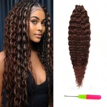 24-Inch 3-Pack Women's Deep Wave Curly Crochet Wig, Soft Curly Crochet Wig For Bohemian Braided Hairstyle - Multicolor - View 11