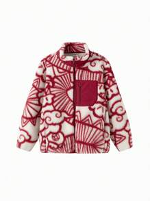 Balabala 儿童羊毛夹克，家庭装新年装，2025 年春季 - 紅色 - 查看 4