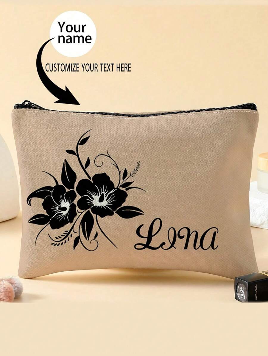 1 件定制花卉图案女士化妆包，休闲风格时尚单品，满足日常旅行需求，送给花卉爱好者的专属旅行必备礼物 - 彩色 - 查看 1