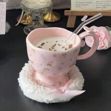 Caneca de cerâmica criativa e fofa de 380 ml, copo de água minimalista e de grande capacidade para a volta às aulas