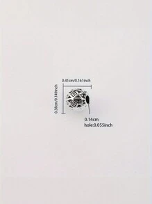 50 件锌合金珠子，用于珠宝制作，4 毫米球形隔珠，古银和银色饰面，花卉图案圆形珠子组合，适用于 DIY 项链、耳环和工艺配件 - 銀色 - 查看 5