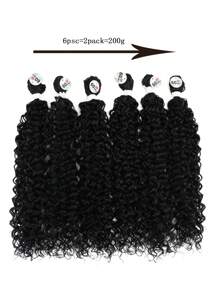 100g/3 Stücke Lockiges Kunsthaar Verlängerungen in Schwarztönen, dicke, äußerst weiche Proteinseide kleine Locken Bündel 24 26 28 Zoll, praktisch und angenehm