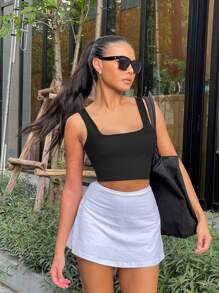 VVX 3 Piece Women's Tank Tops Ribbed Seamless Workout Exercise Shirts Yoga Crop Tops Sleeveless Square Neck Workout Top Summer Exercise Yoga Gym Shirts - đen/trắng nhạt/hồng hồng - Xem 3