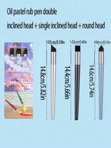 3pcs Oil Pastel Art Supplies Set, Including Blending Stick, Painting Brushes, Scraper Tool For Transitional Blending, Smudging, Mixing, Shading - Multicolor - View 2