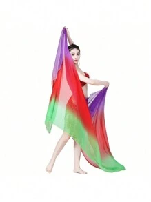 Lady's Belly Dance Lightweight Imitated Silk Gradual Colorful Scarf Veil 2.5*1.2M Shawl - Multicolor - View 1