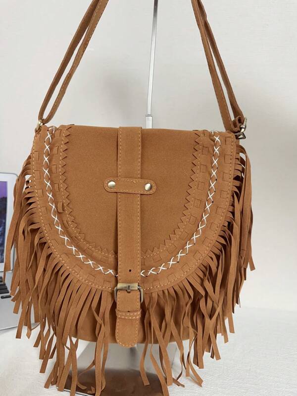 2024 New Arrival Women Travel Fringe Bag Crossbody Shoulder Bag Saddlebag For Autumn/Winter