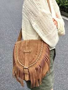 2024 Neuankömmling Damen Reisetasche mit Fransen, Umhängetasche, Satteltasche für Herbst/Winter