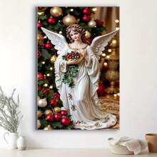 Christmas Angel Canvas Printing, Suitable For Bedroom, Kitchen, Bathroom, Living Room, Office Art Decoration-1 Pc Wooden Framed Canvas Painting Thickness Cm/0.9inch High Quality Wall Art Prints Poster Direct Hanging Wall Picture Decor For Home Gifts, Christmas Gift, Living Room, Bath Room, Bedroom, Kitchen