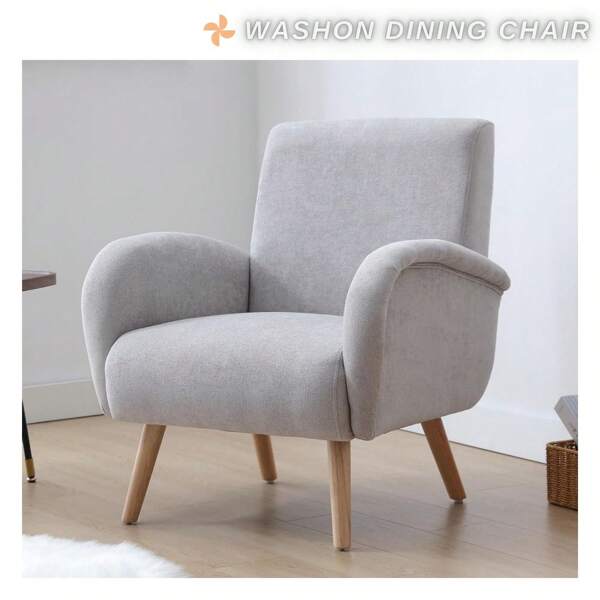 WAHSON OFFICE CHAIRS 1PC Wahson fauteuil à oreilles chaise rembourrée rétro, chaise longue avec dossier épaissi pieds de chaise de lecture en bois massif pour salon/chambre à coucher, blanc
