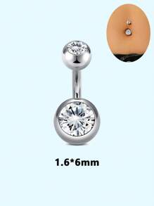 14G Bauchnabel Piercings aus Chirurgenstahl mit rundem kubischem Zirkonia, Nabel Barbell Stecker Körperpiercings für Frauen als Geburtstagsgeschenk, Bauchnabelpiercing für Frauen, Körperschmuck in Silber in den Längen 6mm, 8mm, 10mm, 12mm, 14mm, 16mm, 18mm