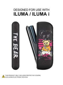 1 unidade de capa protetora decorativa antiqueda para IQO ILUMA/ILUMA I ONE ILUMAPRIME, caixa para 20 HeatSticks, acessório de moda, superfície em couro PU multicolorido com estampa de urso de anime Argyle, proteção completa de 360 graus, absorção de impacto, antiderrapante, ideal para fumantes, presente criativo para namorado(a) em aniversários, Ano Novo, Dia dos Namorados e Natal.