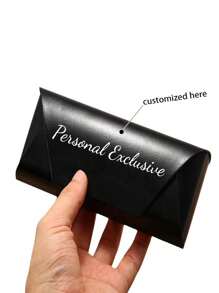 1pc Leather Eyeglasses Case, Anti-Pressure Myopia Glasses Box, Fashionable Large Capacity, Customizable With Name And Image - Multicolor - View 6