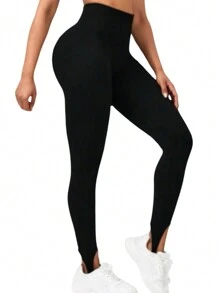 Black Legging Pants With Foot Fitness And Sports Comfortable, S To XL, Zero Transparency - 黑色 - 查看 5