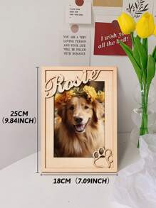 1pc Custom Wooden Frame, Custom Picture Frame, Personalized Home Decor With Your Text And Photo, Custom Photo Memorial Standing Frame, Pet Loss Gift, Pet Collar Holder, Dog Bereavement For Pet Owner, Gift, Gift For Pet Lovers, Gift For Him, Gift For Her, Valentine Day, Valentine Day Decor Gifts Birthday Graduation,Slow Summer Living,Customized Crafts,Home Refresh