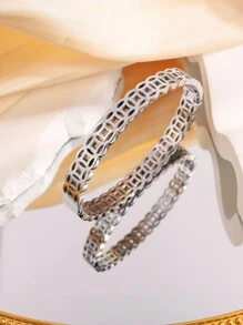 1 Piece Stainless Steel Creative Personalized Simple Hollow Bracelet, Unisex Holiday Gift - Hollow Bracelet - View 6
