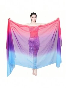 Lady's Belly Dance Lightweight Imitated Silk Gradual Colorful Scarf Veil 2.5*1.2M Shawl - Multicolor - View 14